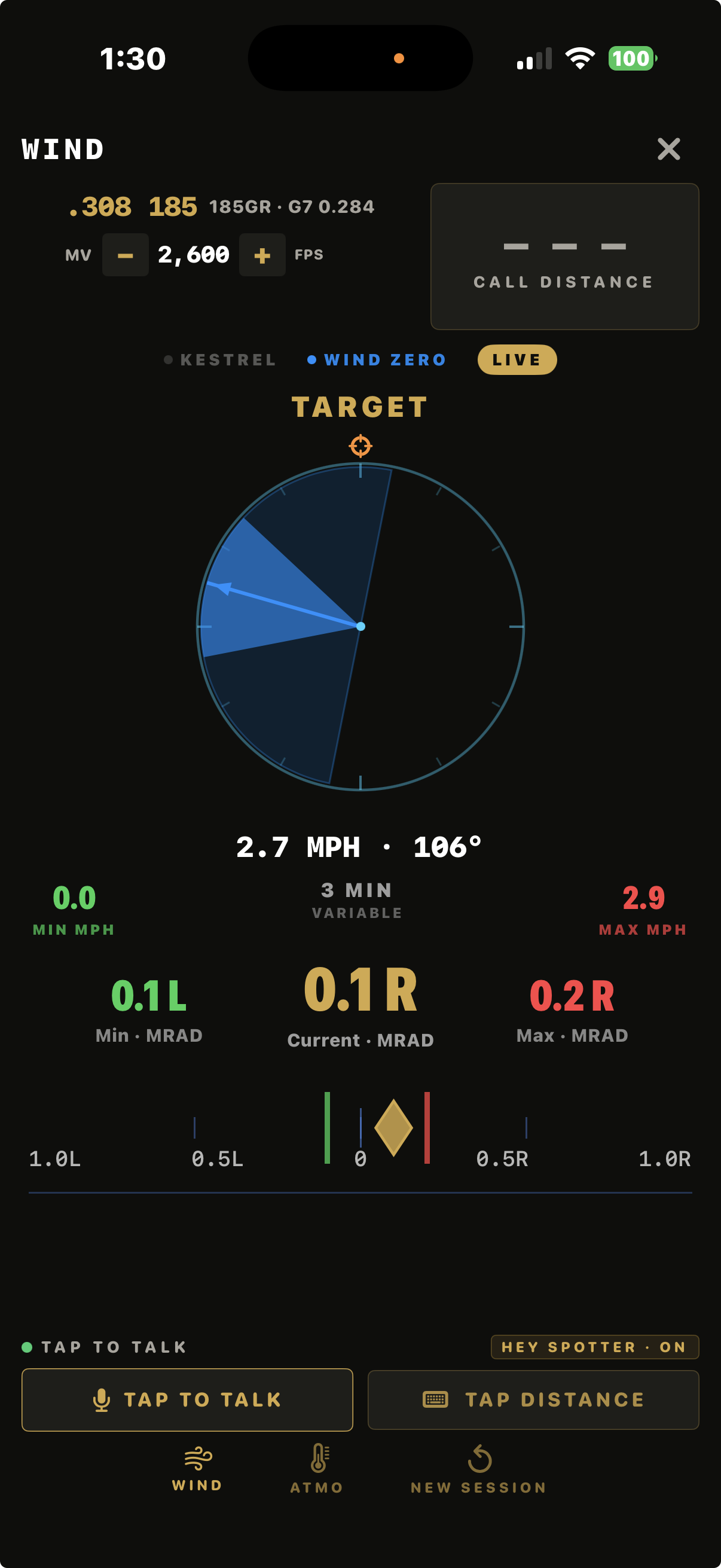 Variable wind with the variance diamond