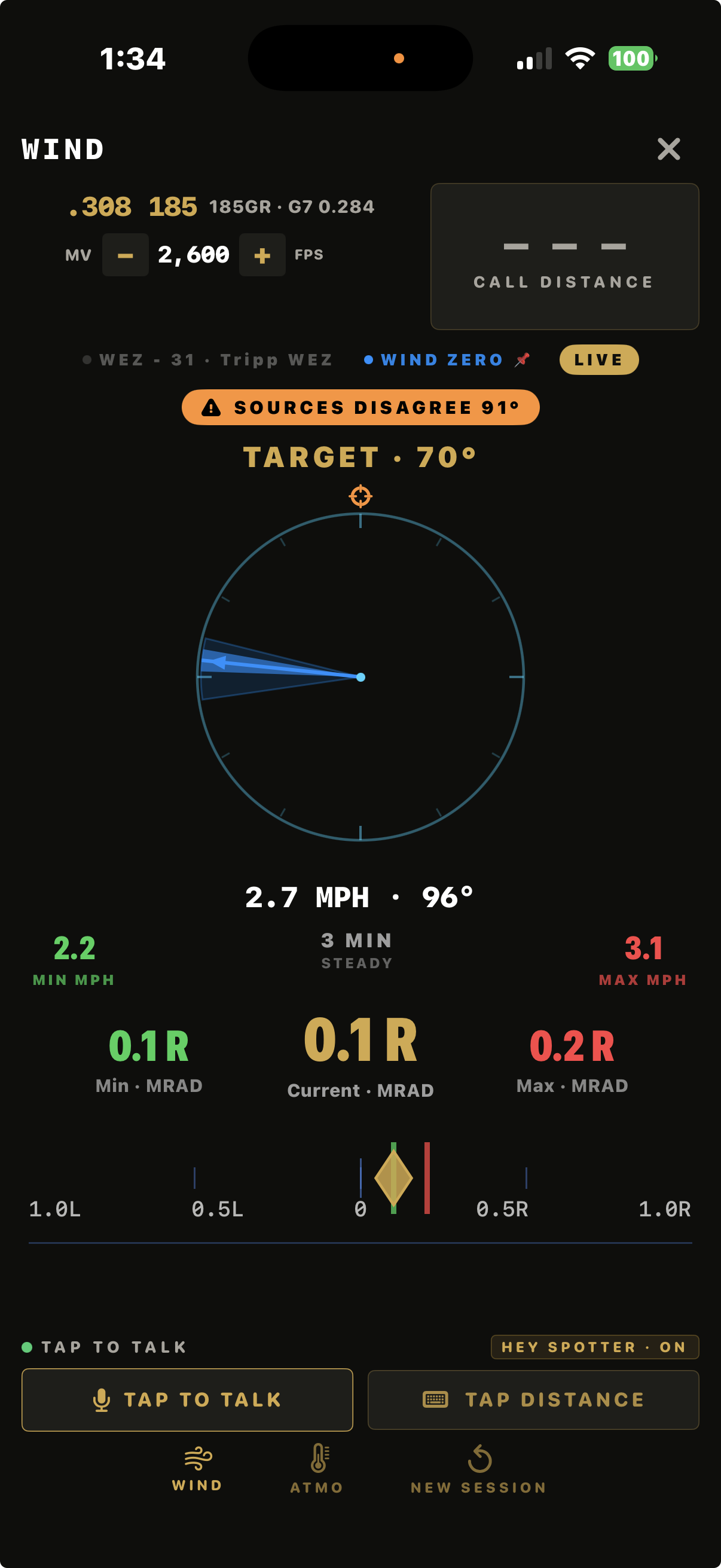 SOURCES DISAGREE banner with both sensors connected